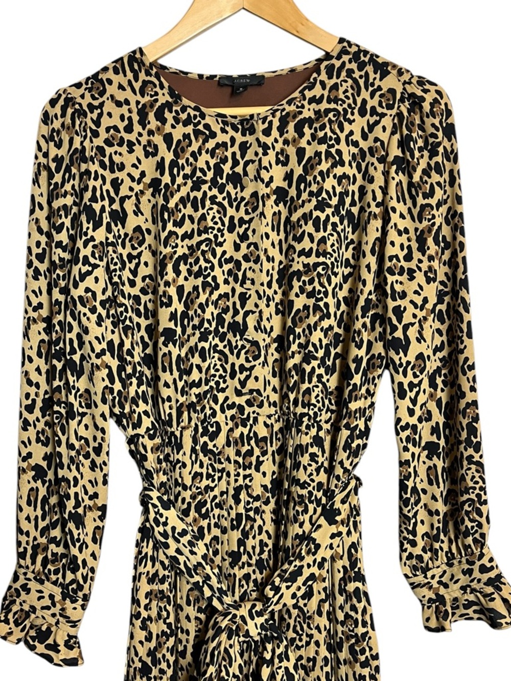 J Crew Long-sleeve pleated dress in leopard style AK136 Size 8 - Picture 4 of 9